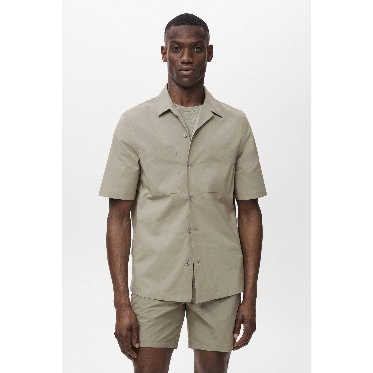 Mango Man casual overhemd taupe