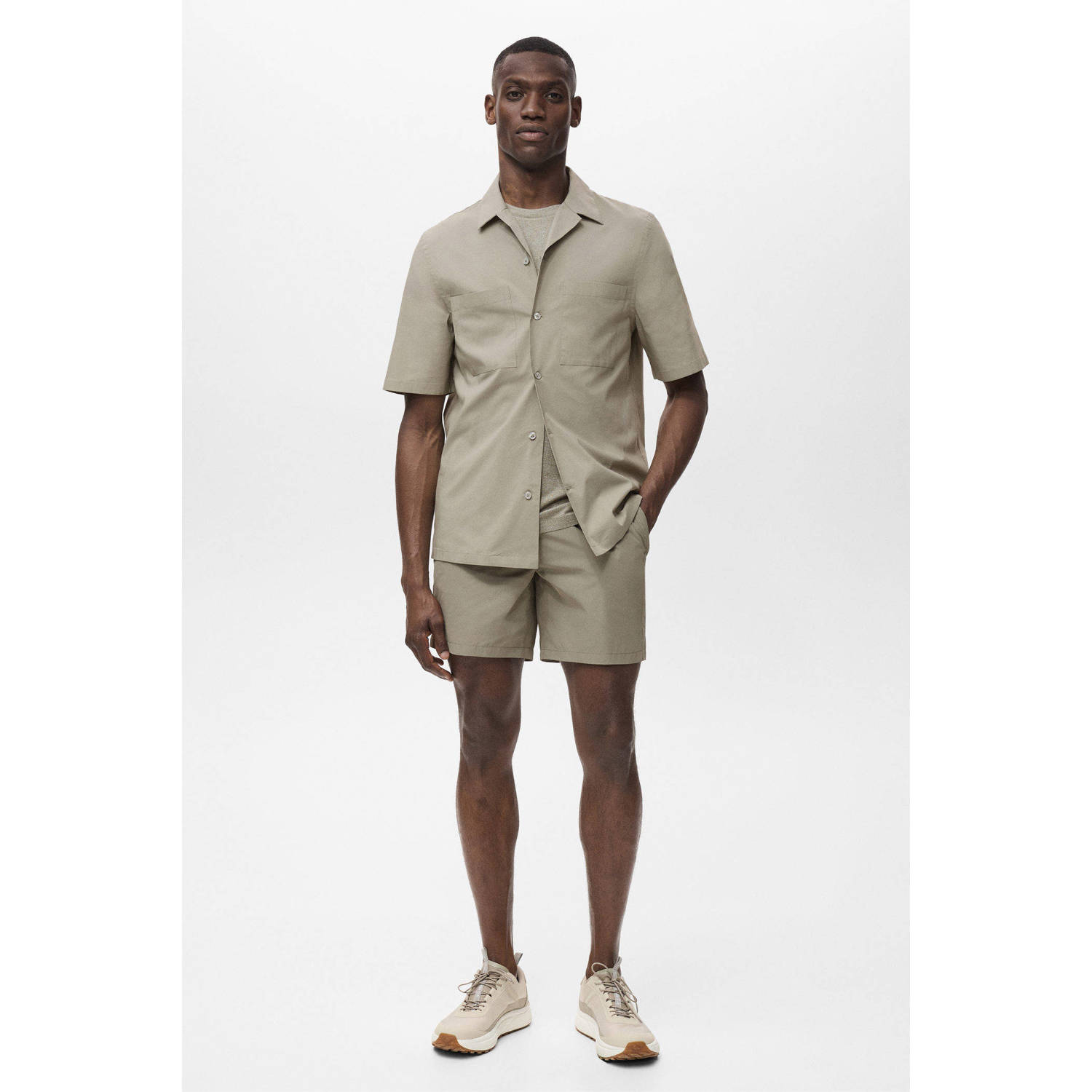 Mango Man casual overhemd taupe