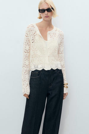 gebreid vest ecru crochet