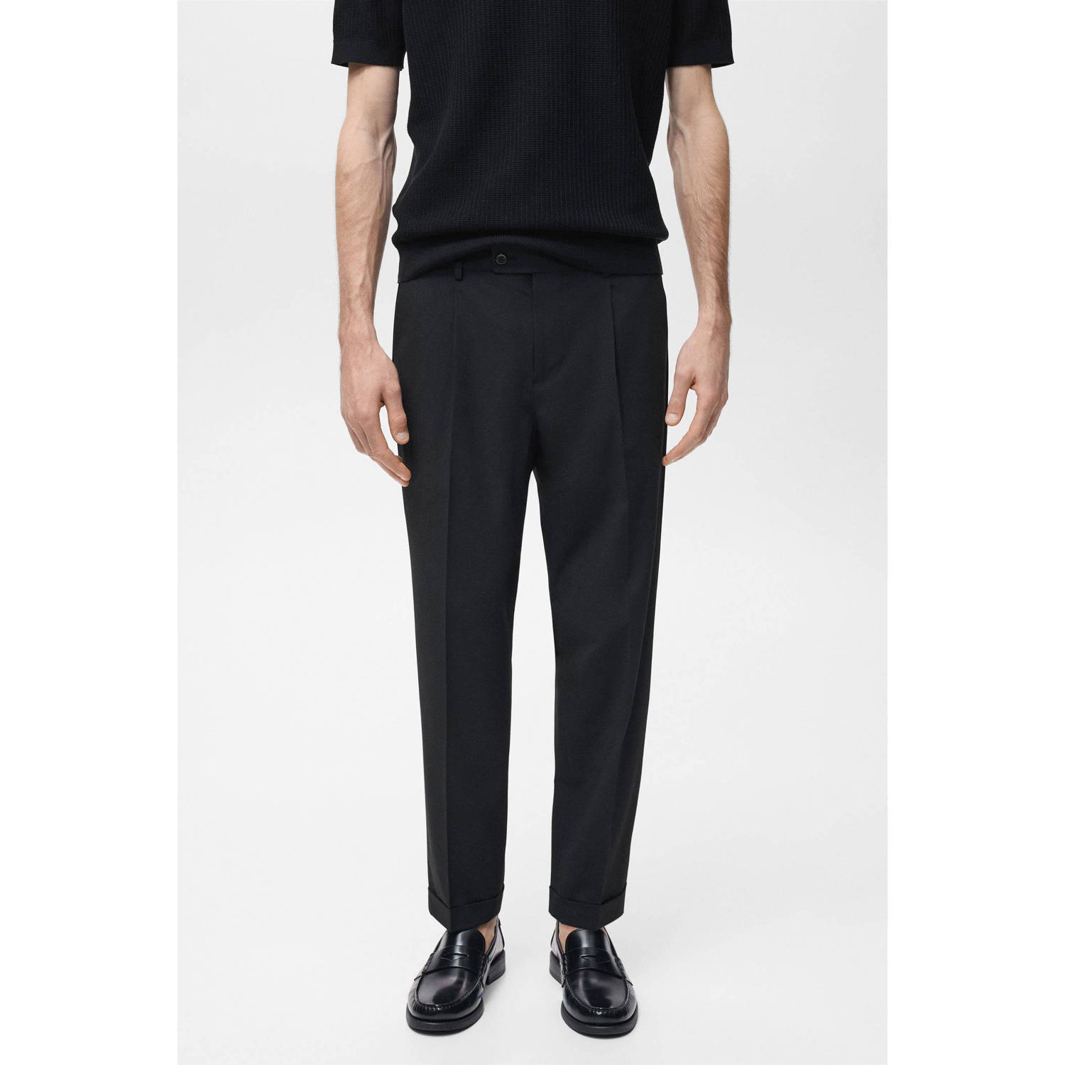 Mango Man regular pantalon zwart