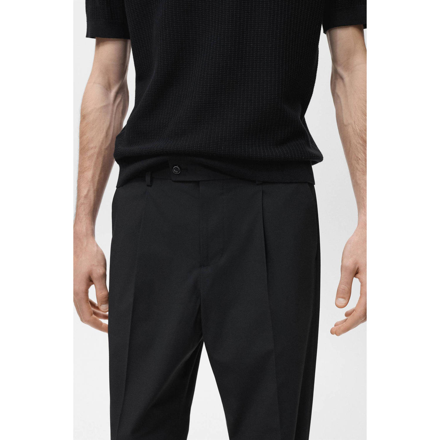 Mango Man regular pantalon zwart