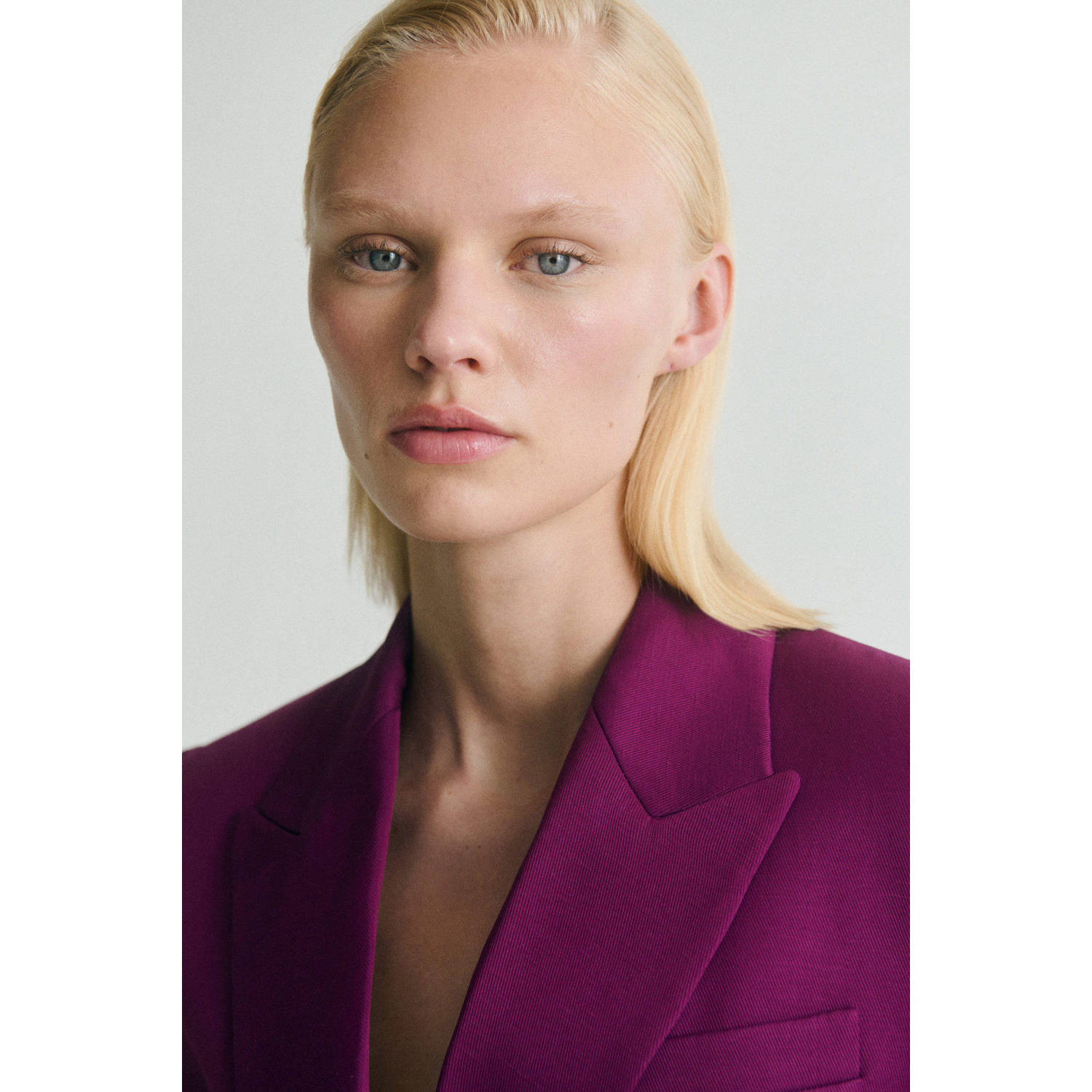 Mango linnen regular blazer aubergine