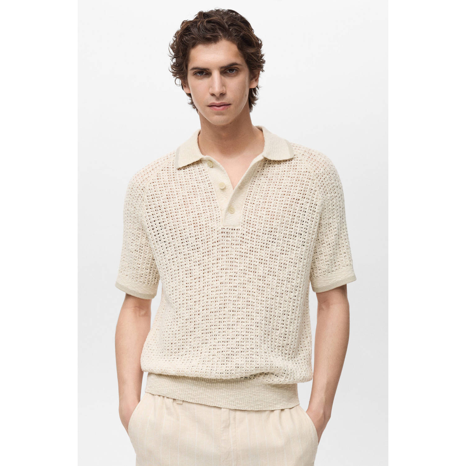 Mango Man regular polo ecru