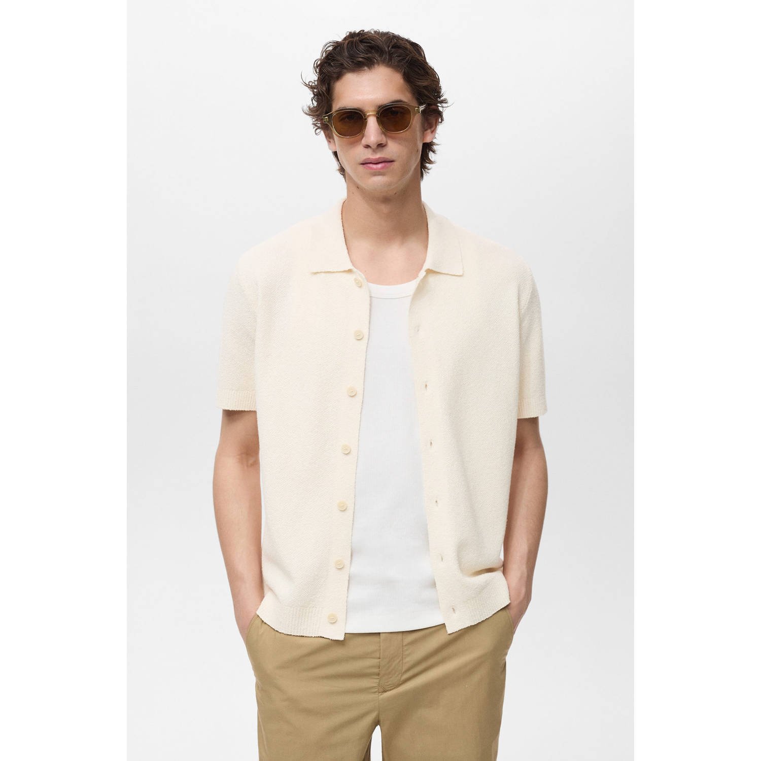 Mango Man casual overhemd ecru