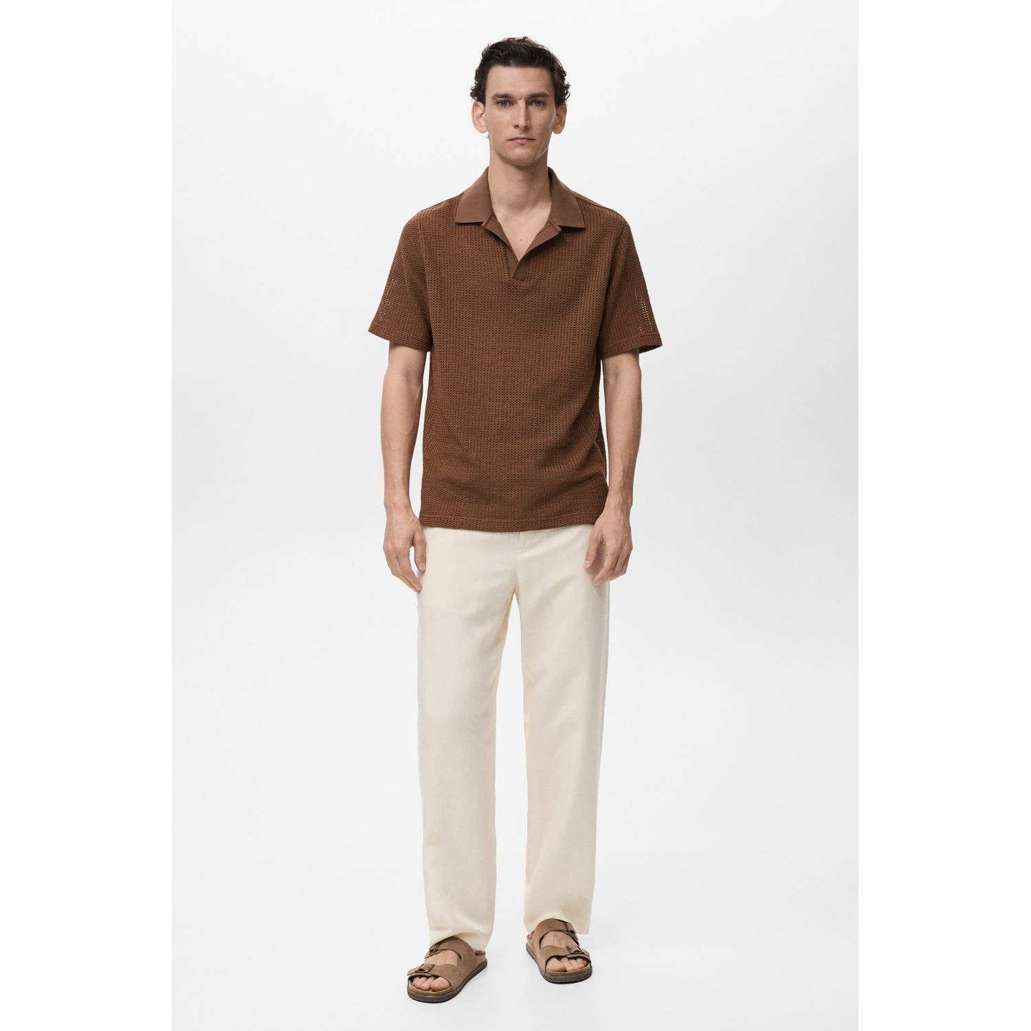 Mango Man regular polo bruin