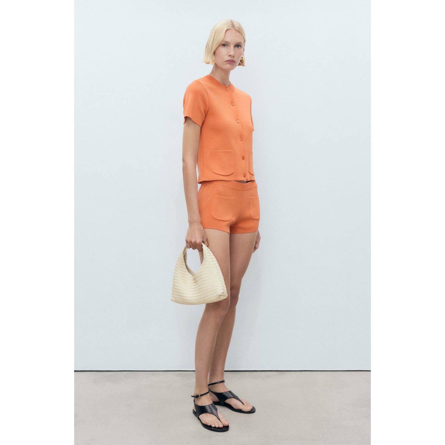Mango gebreid vest oranje