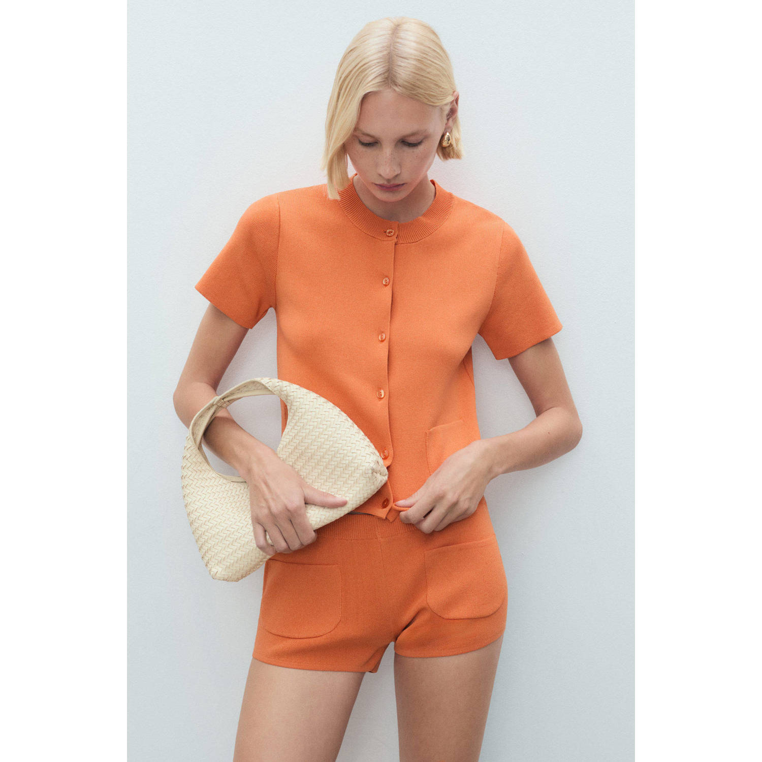 Mango gebreid vest oranje