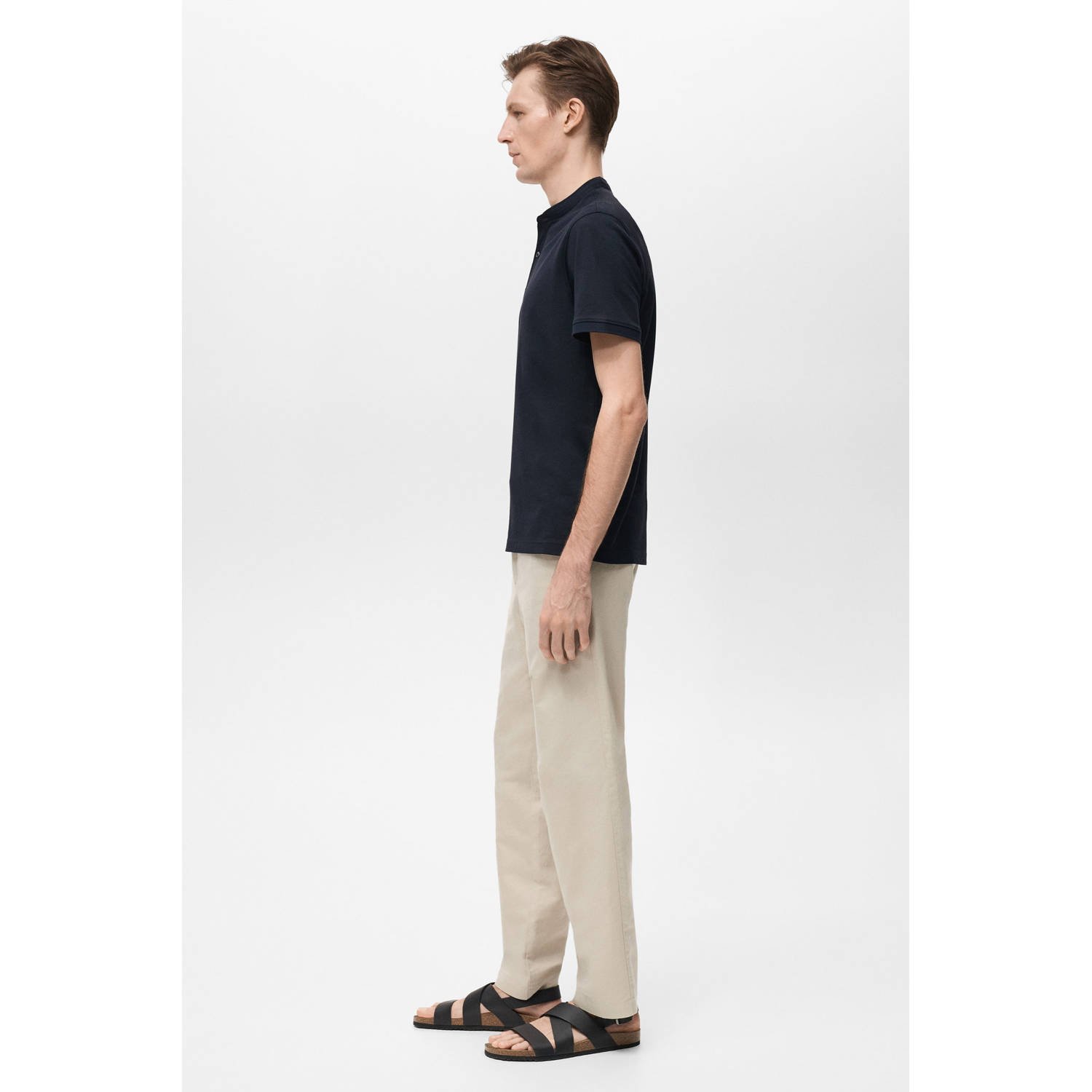 Mango Man slim polo donkerblauw