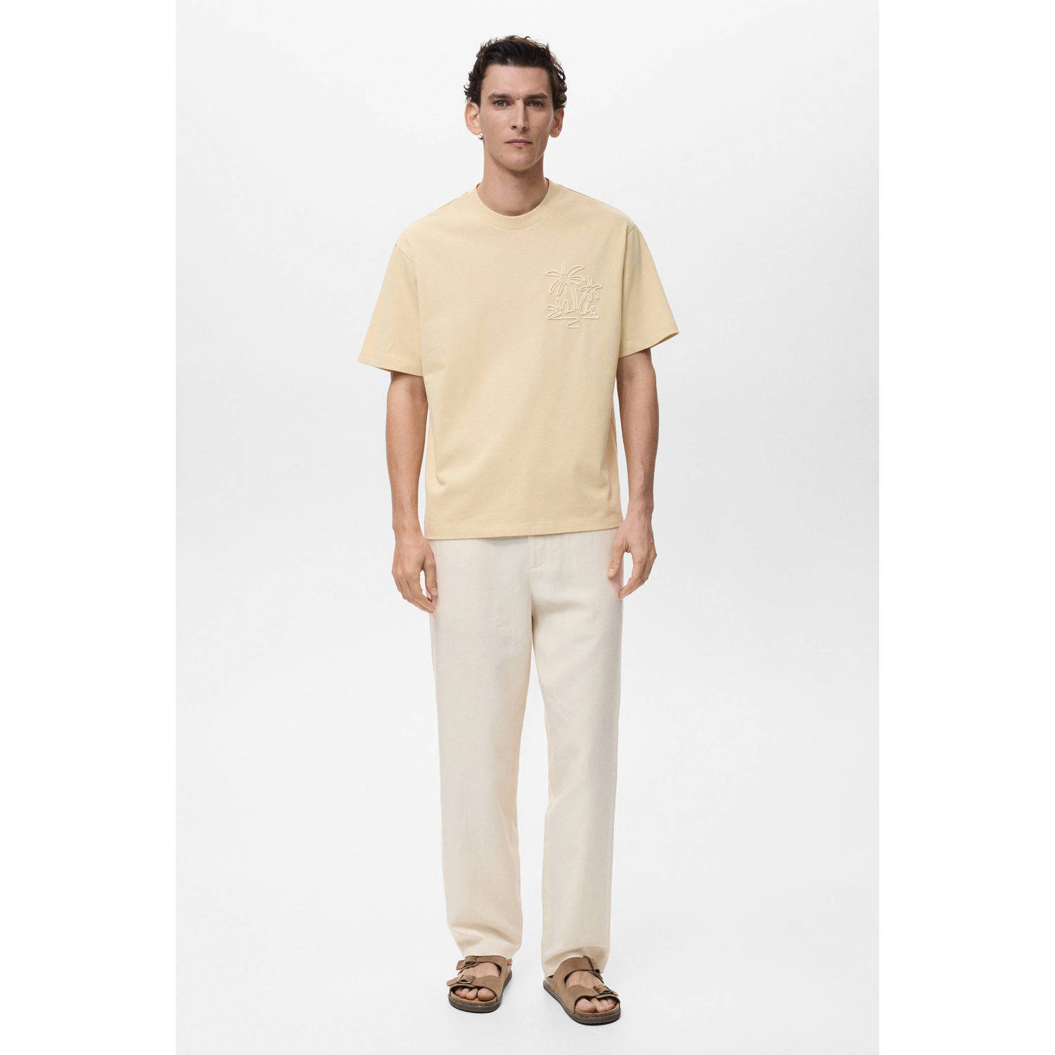 Mango Man T-shirt lichtgeel