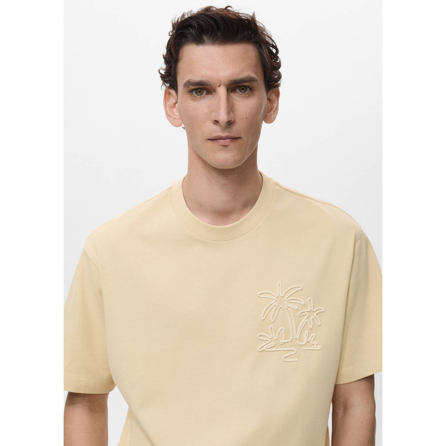 Mango Man T-shirt lichtgeel