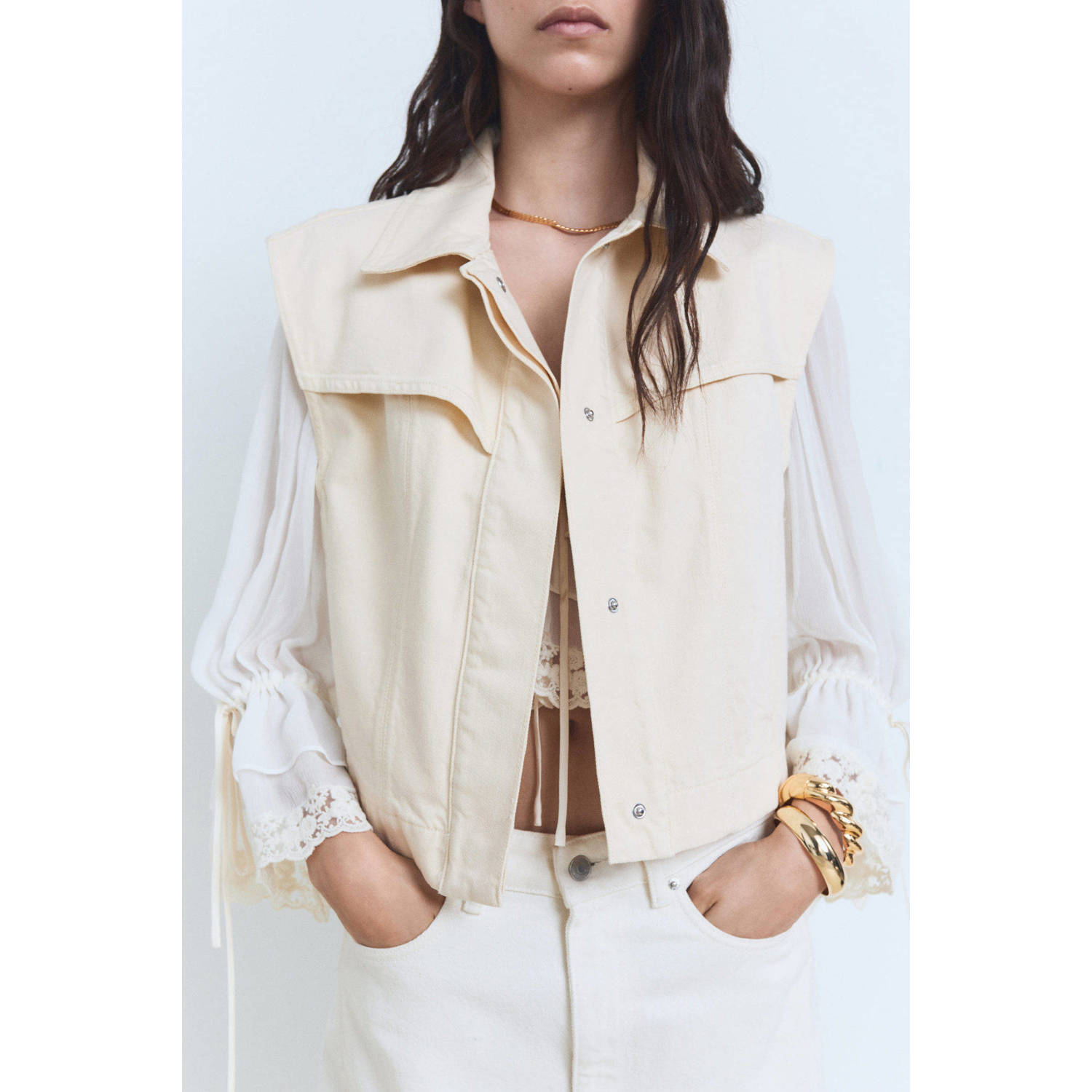 Mango denim gilet ecru