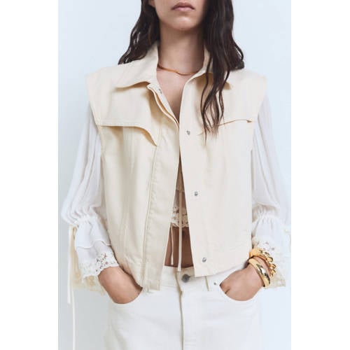 Mango denim gilet ecru afbeelding