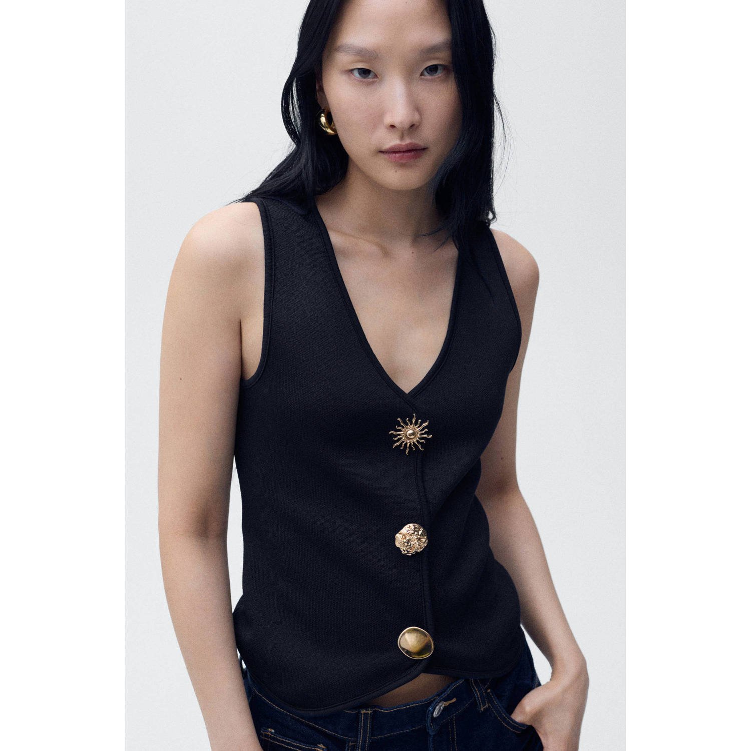 Mango gilet donkerblauw