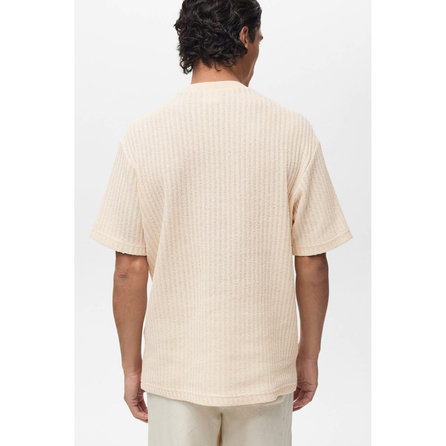 Mango Man T-shirt grof gebreid ecru