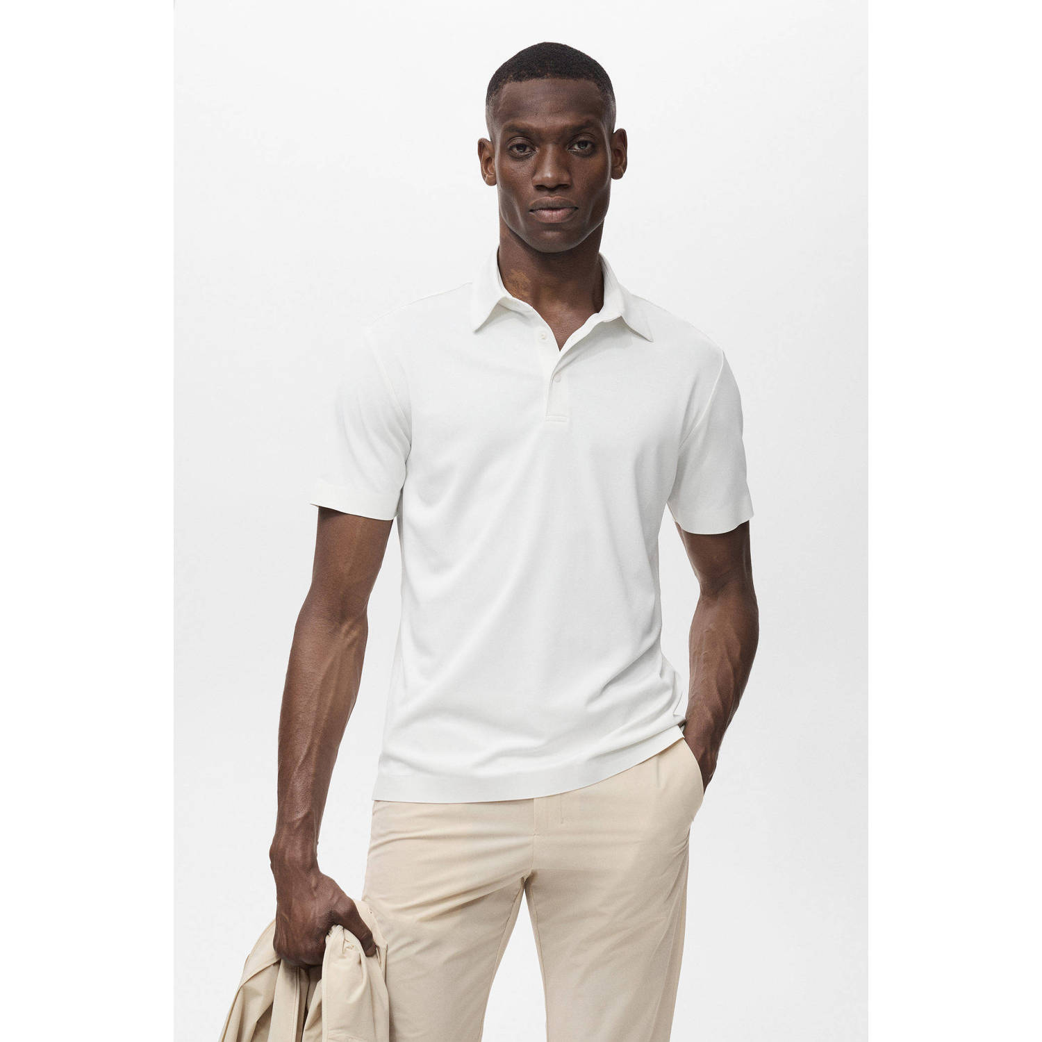 Mango Man slim polo ecru