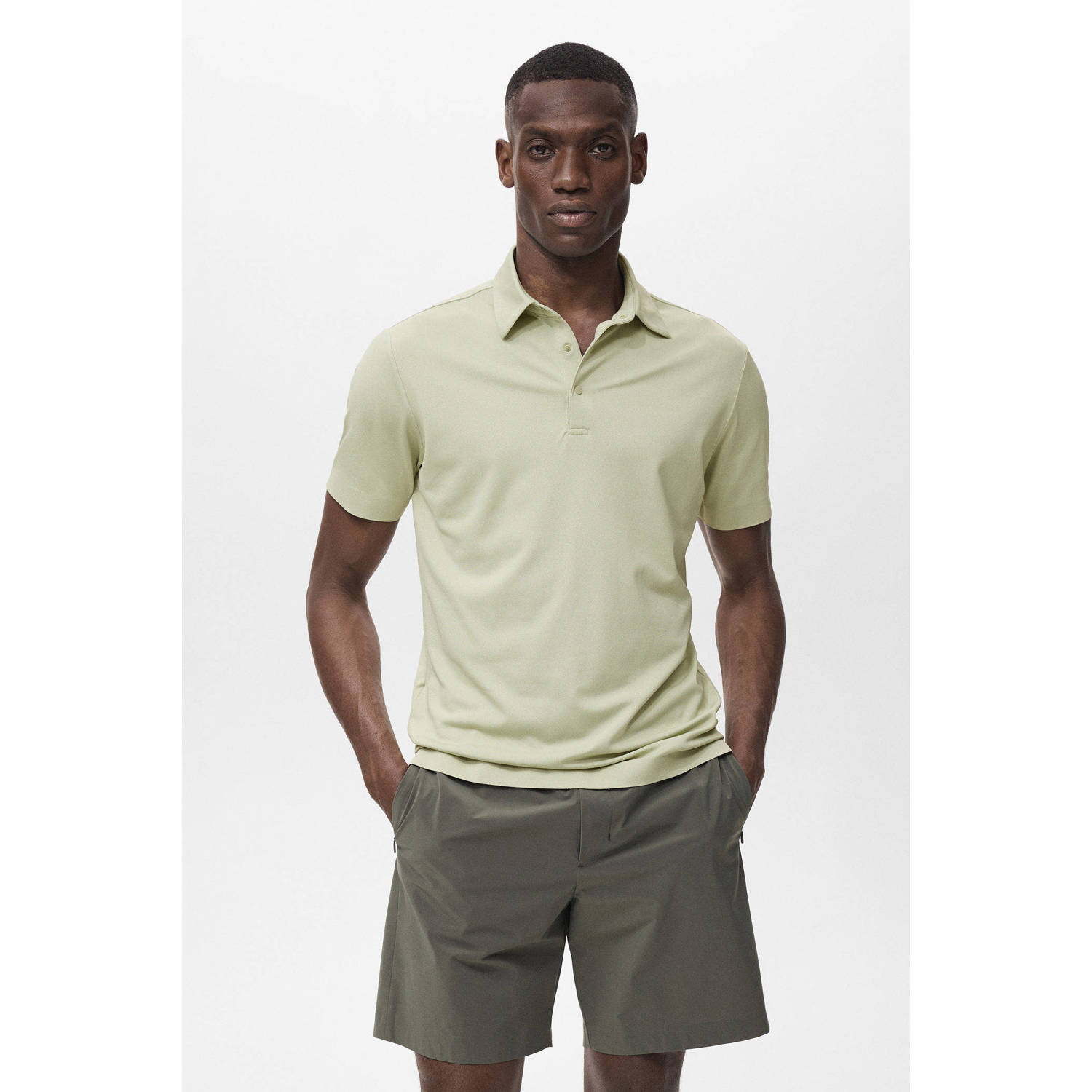 Mango Man slim polo lichtgroen