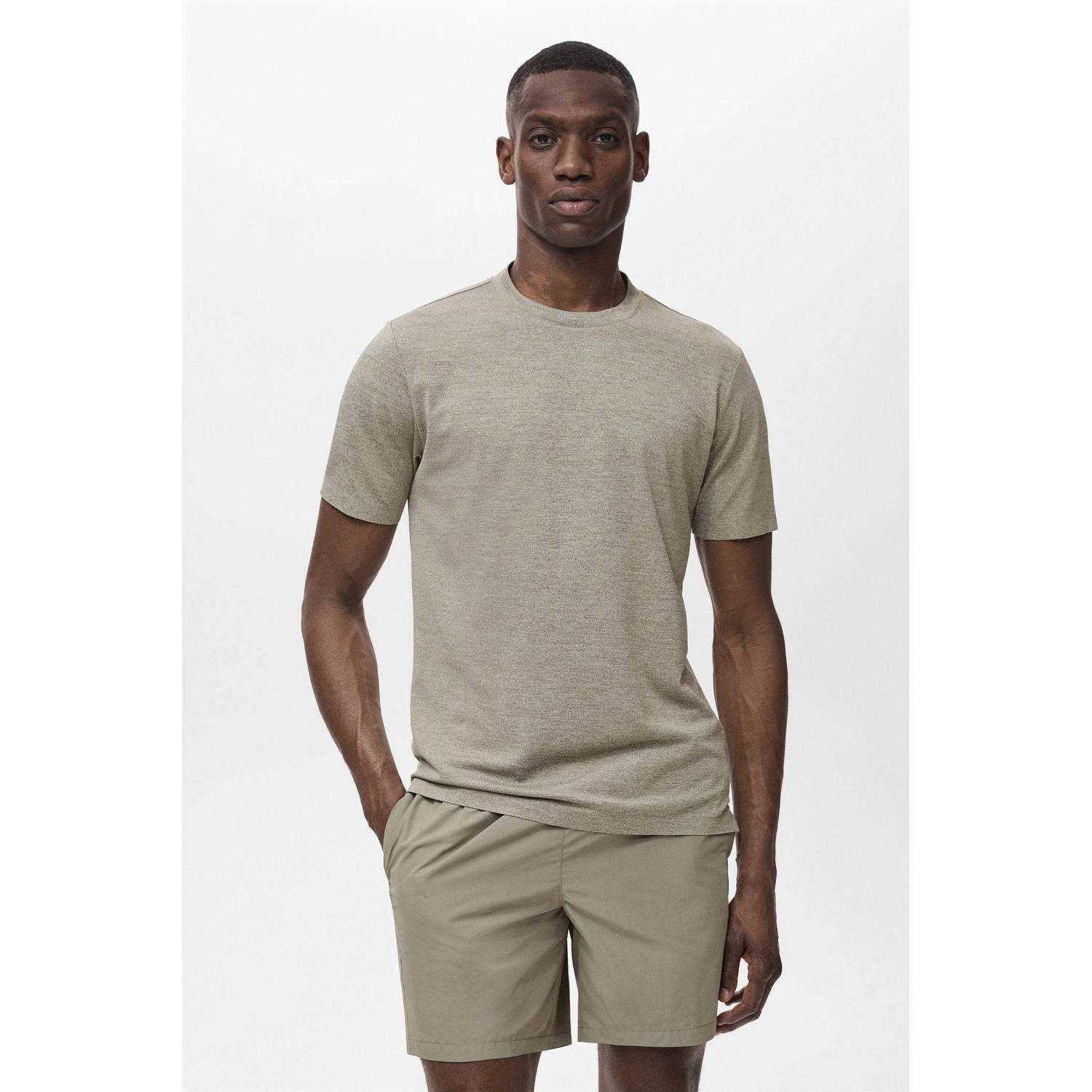 Mango Man T-shirt grijsgroen