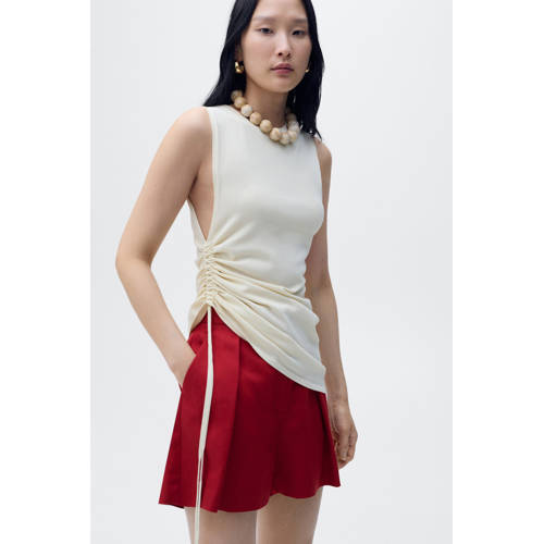 Mango wide leg high waist casual short rood afbeelding