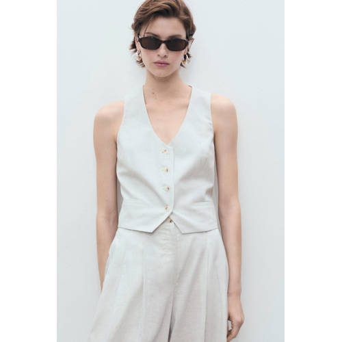 Mango linnen gilet ecru afbeelding