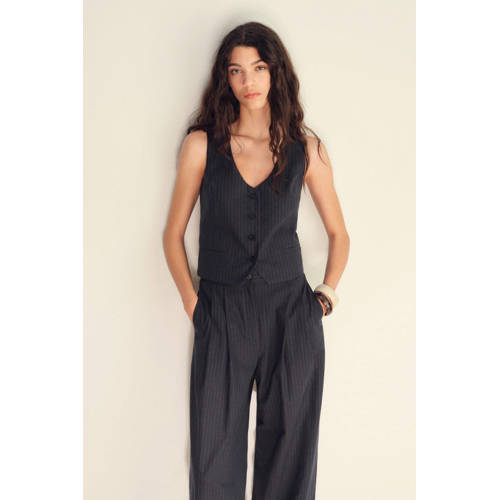 Mango linnen gilet donkerblauw afbeelding