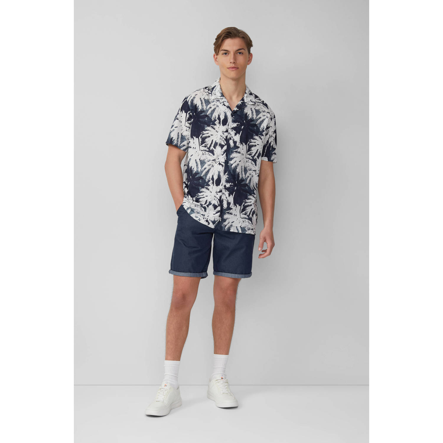Q S by s.Oliver casual overhemd donkerblauw