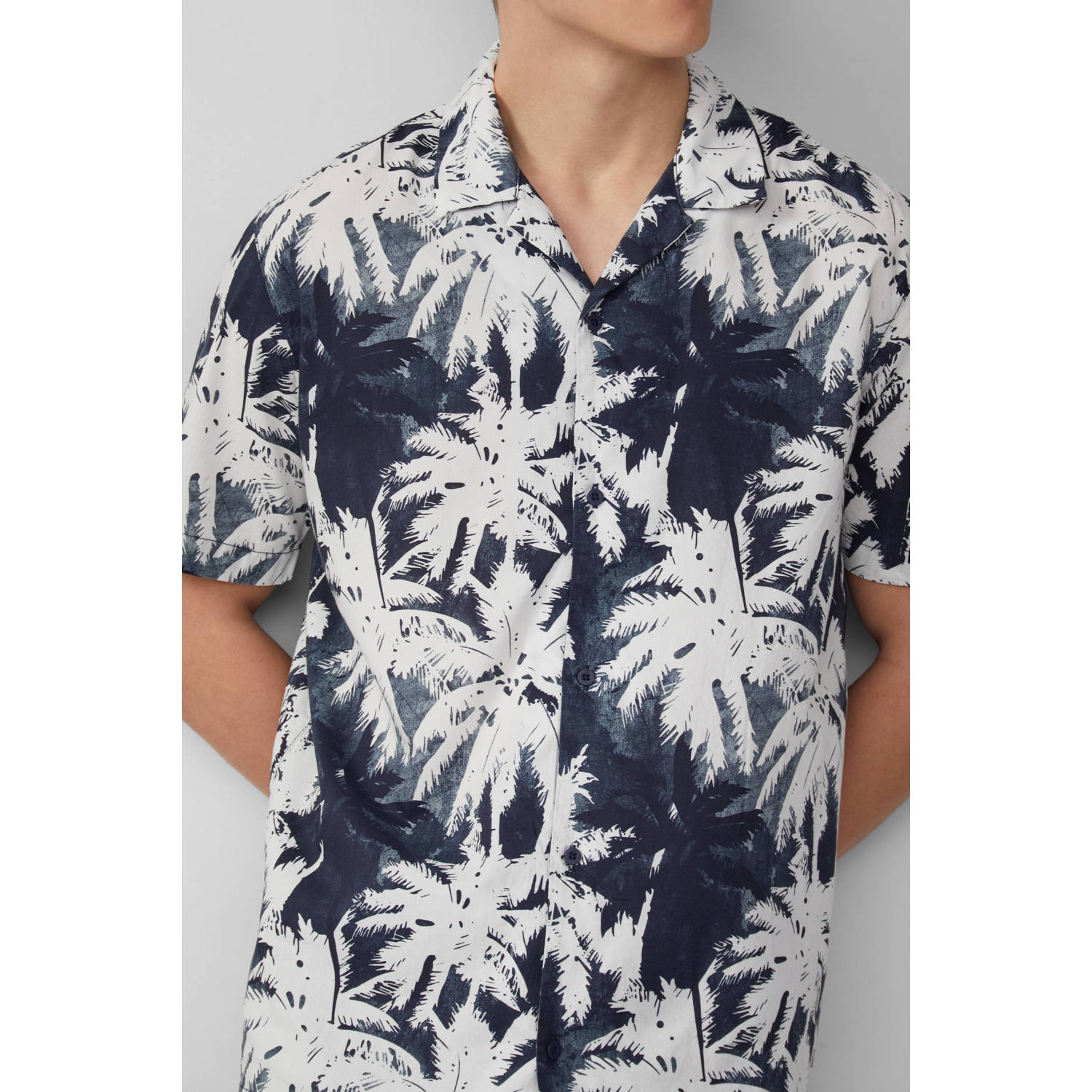 Q S by s.Oliver casual overhemd donkerblauw
