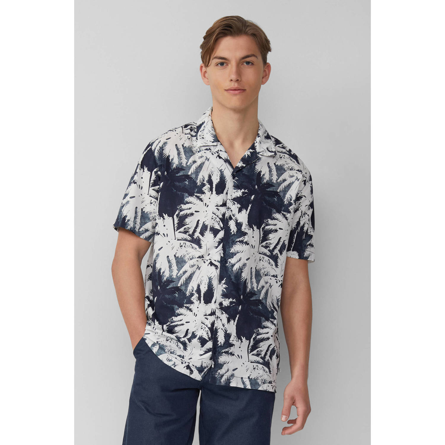 Q S by s.Oliver casual overhemd donkerblauw