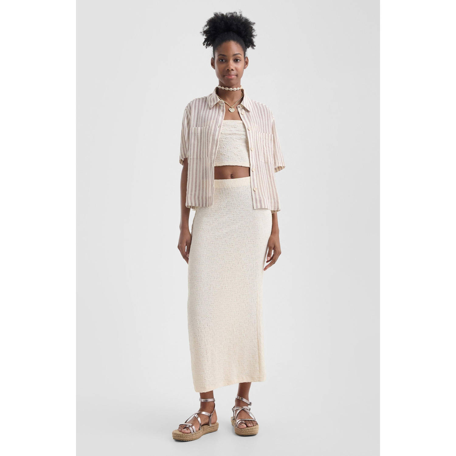 Q S by s.Oliver jersey maxi rok ecru