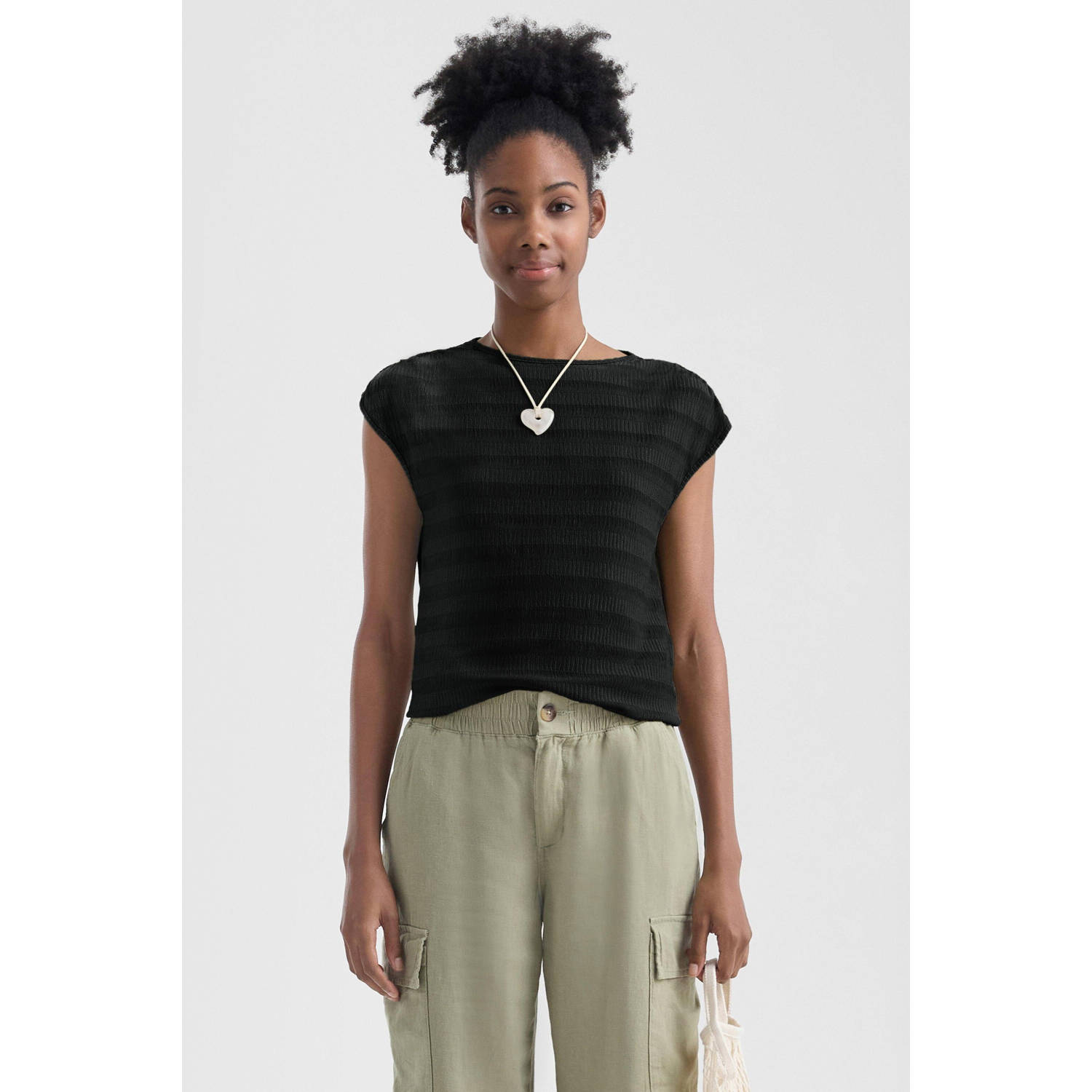 Q S by s.Oliver top zwart