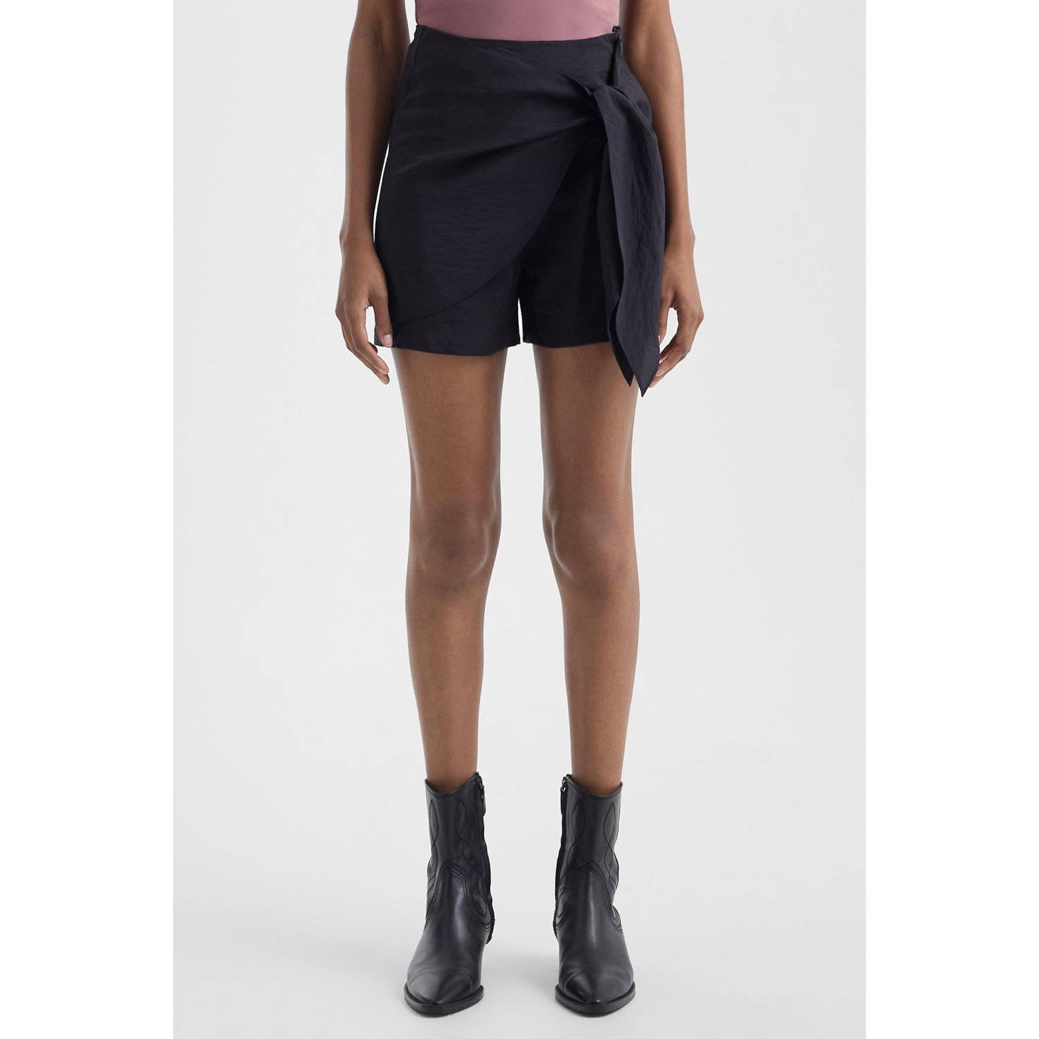 Q S by s.Oliver wide leg regular waist casual short zwart