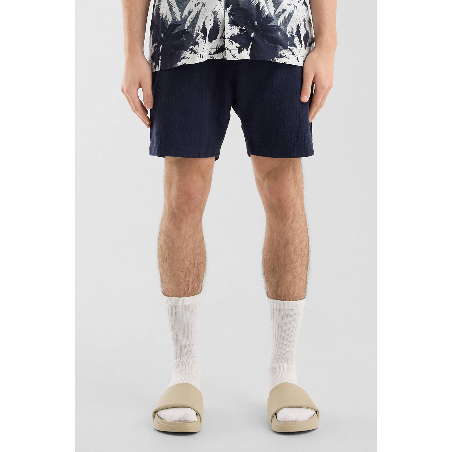 Q S by s.Oliver regular casual short donkerblauw