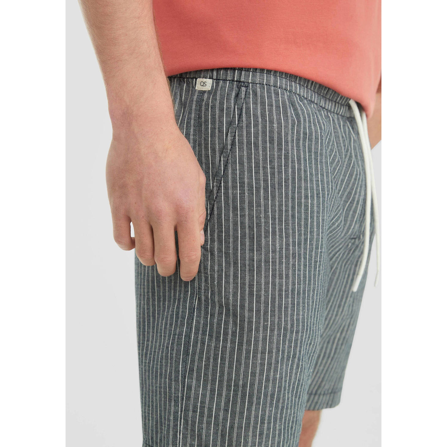 Q S by s.Oliver linnen regular casual short donkerblauw