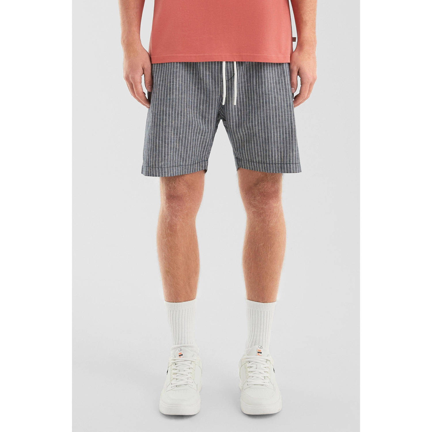 Q S by s.Oliver linnen regular casual short donkerblauw