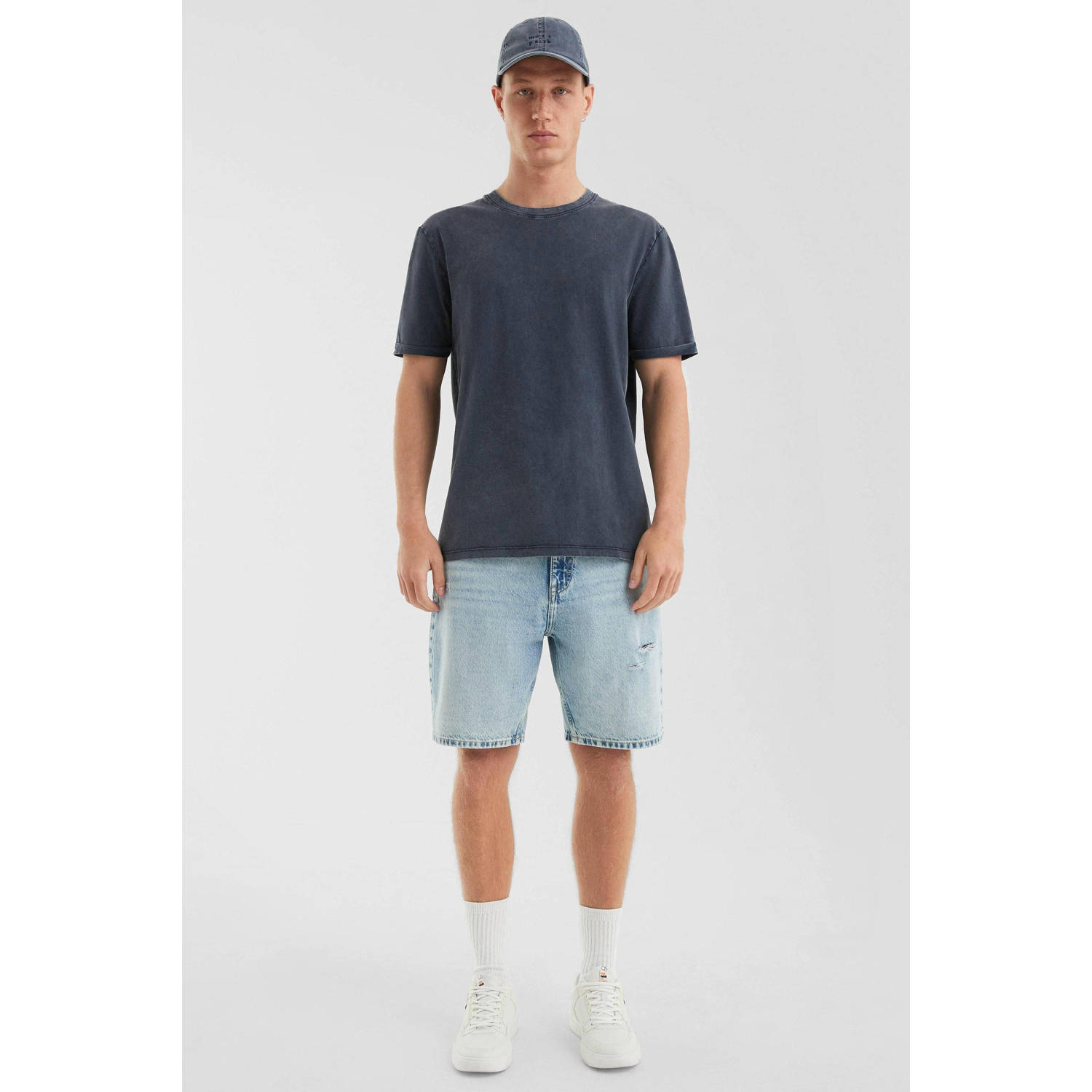Q S by s.Oliver regular T-shirt donkerblauw