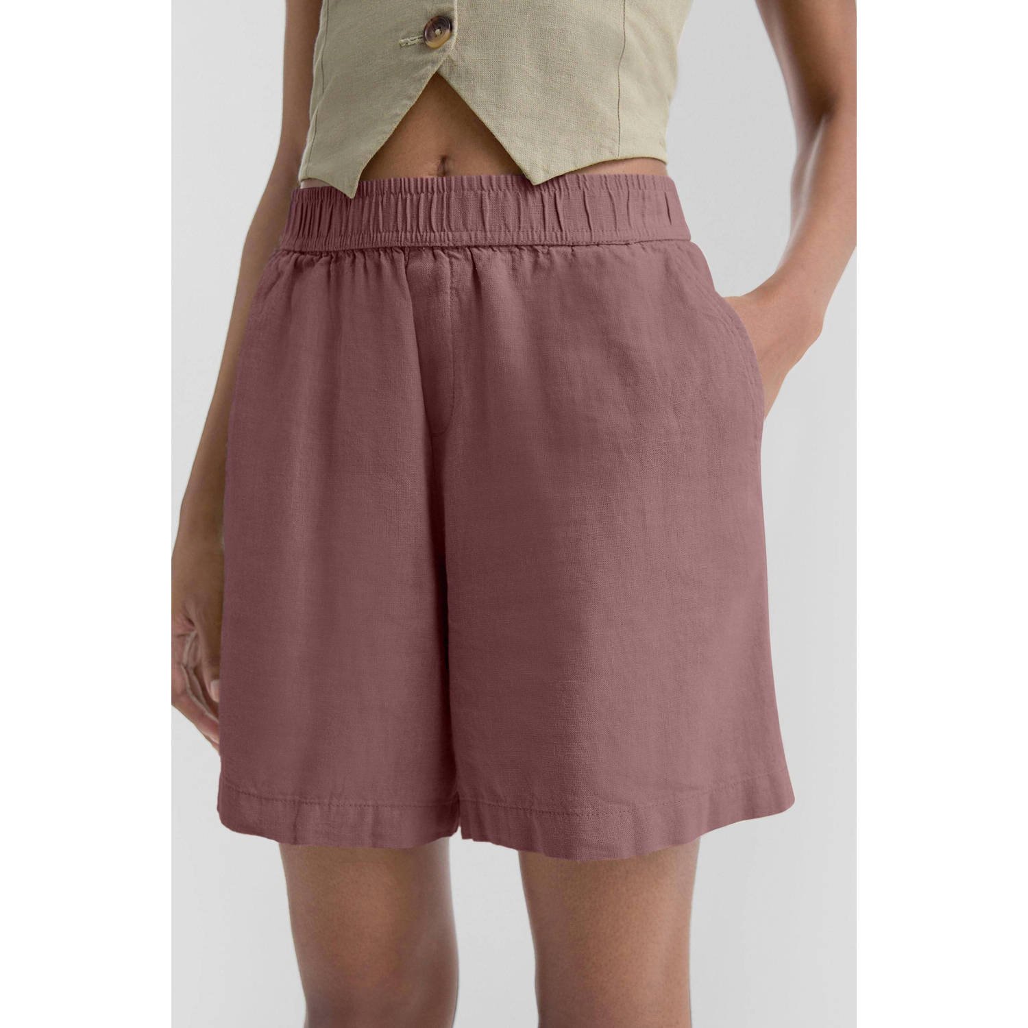 Q S by s.Oliver linnen regular waist casual short paars