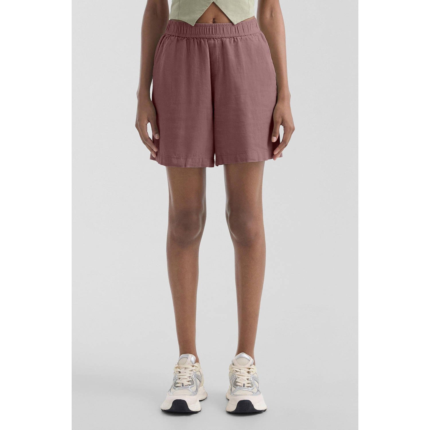 Q S by s.Oliver linnen regular waist casual short paars