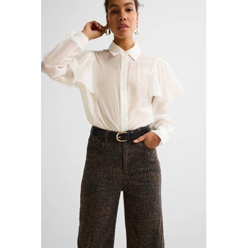 Ruby high waist wide leg jeans panterprint bruin afbeelding