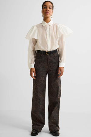 high waist wide leg jeans panterprint bruin