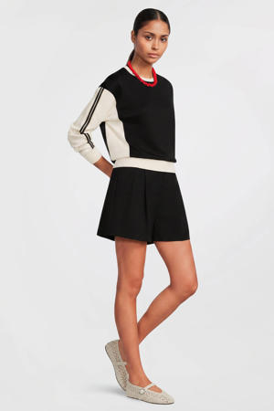 sweater met tape detail zwart/crème