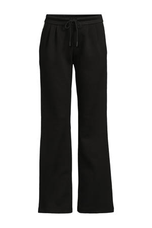 jersey wide leg broek met tape detail zwart/crème