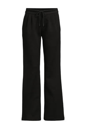jersey wide leg broek met tape detail zwart/crème