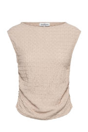 thumbnail: Beige dames &Co Woman top van polyester met effen, korte mouwen en boothals