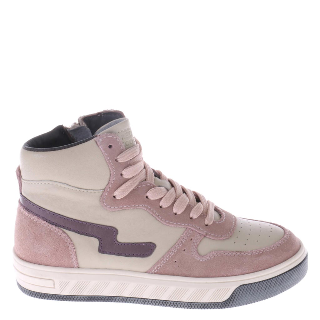 Roze en multikleurige meisjes Red Code leren sneakers met rits- en vetersluiting