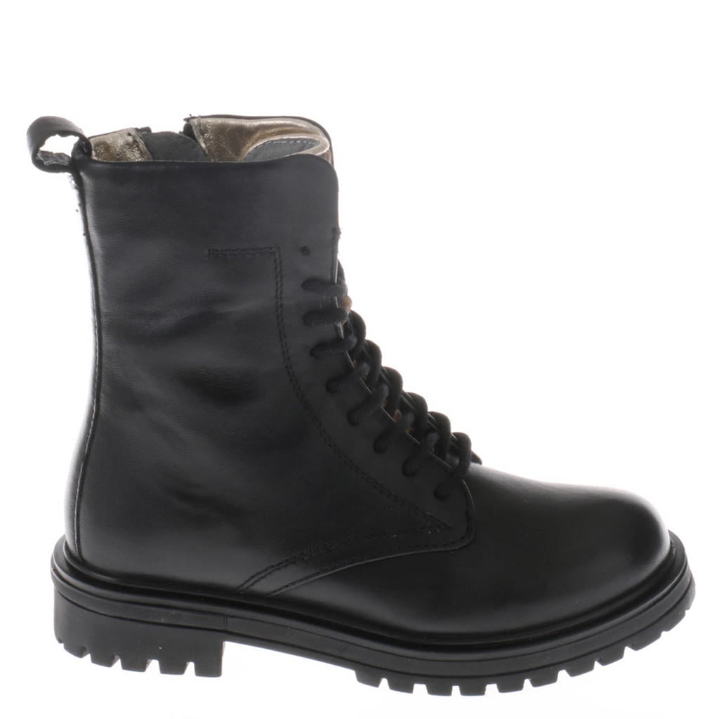 Zwarte meisjes Red Code leren veterboots met rits- en vetersluiting