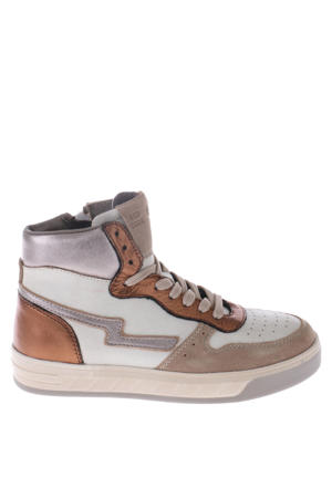 leren sneakers taupe combi