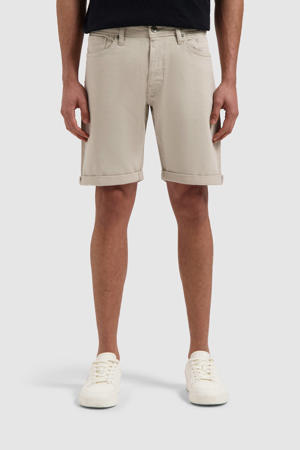 slim denim short beige