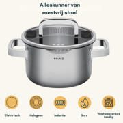 thumbnail: Sola  Pannenset Juvia 5-Delig RVS - Downdraft geschikt - Kookpan ø 16, 18, 20, 24 cm & Steelpan ø 16 cm - geschikt voor alle warmtebronnen