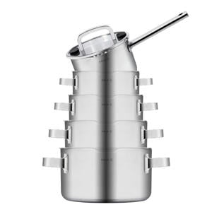 Pannenset Juvia 5-Delig RVS - Downdraft geschikt - Kookpan ø 16, 18, 20, 24 cm & Steelpan ø 16 cm - geschikt voor alle warmtebronnen