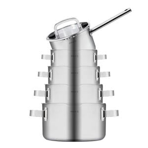 Pannenset Juvia 5-Delig RVS - Downdraft geschikt - Kookpan ø 16, 18, 20, 24 cm & Steelpan ø 16 cm - geschikt voor alle warmtebronnen