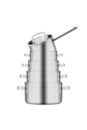Pannenset Juvia 5-Delig RVS - Downdraft geschikt - Kookpan ø 16, 18, 20, 24 cm & Steelpan ø 16 cm - geschikt voor alle warmtebronnen
